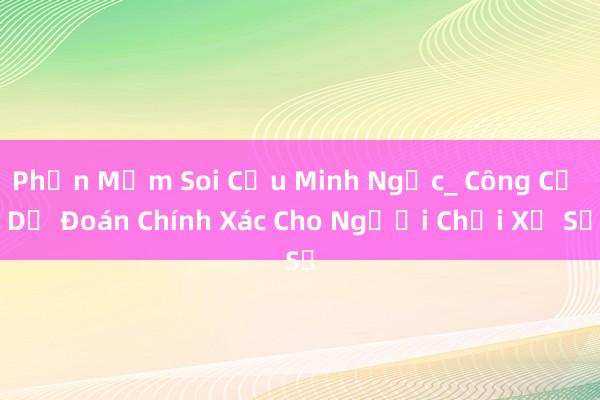 Phần Mềm Soi Cầu Minh Ngọc_ Công Cụ Dự Đoán Chính Xác Cho Người Chơi Xổ Số