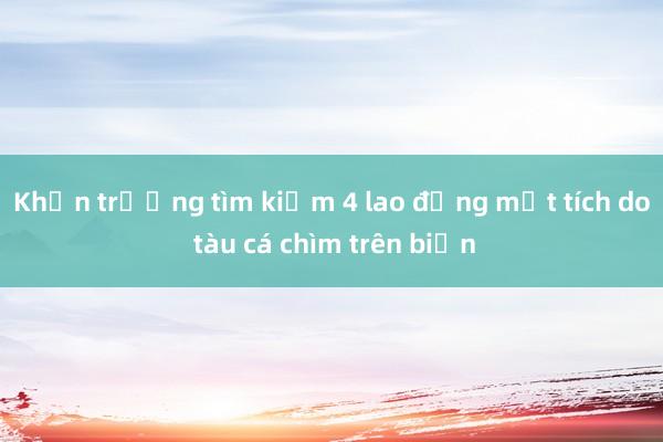 Khẩn trương tìm kiếm 4 lao động mất tích do tàu cá chìm trên biển